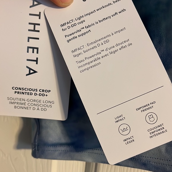 NWT Athleta Conscious Crop Printed Tank Bra D-DD - Picture 7 of 7